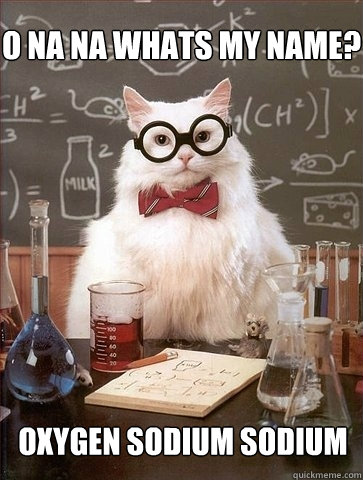 o na na whats my name oxygen sodium sodium - Chemistry Cat