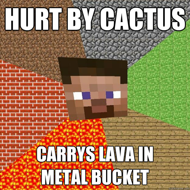hurt by cactus carrys lava in metal bucket - Minecraft