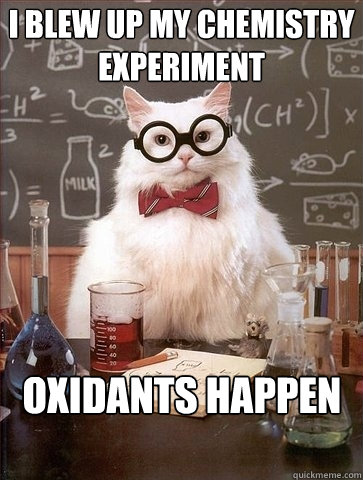 i blew up my chemistry experiment oxidants happen - Chemistry Cat