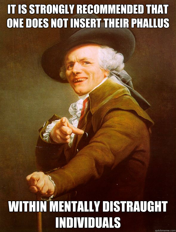 it is strongly recommended that one does not insert their ph - Joseph Ducreux