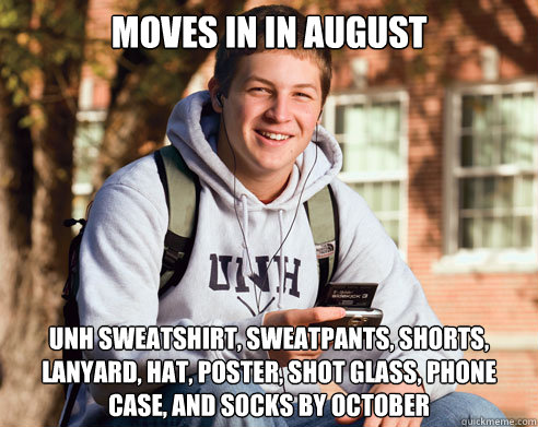 moves in in august unh sweatshirt sweatpants shorts lanya - College Freshman