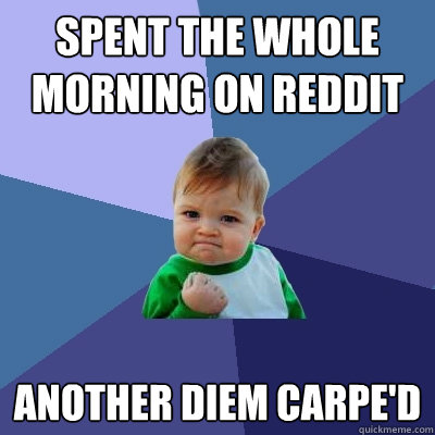 spent the whole morning on reddit another diem carped - Success Kid