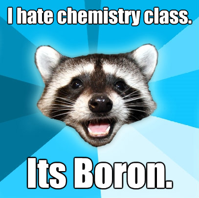i hate chemistry class its boron - Lame Pun Coon