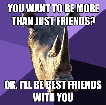 you want to be more than just friends ok ill be best frie - Sexually Oblivious Rhino