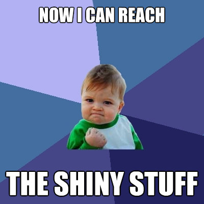 now i can reach the shiny stuff - Success Kid