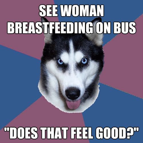 see woman breastfeeding on bus does that feel good - Creeper Canine