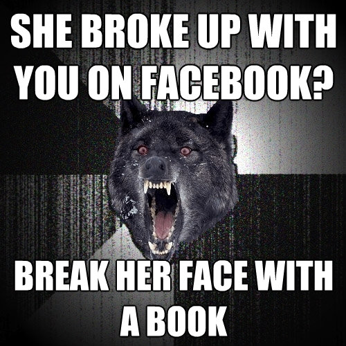 she broke up with you on facebook break her face with a boo - Insanity Wolf