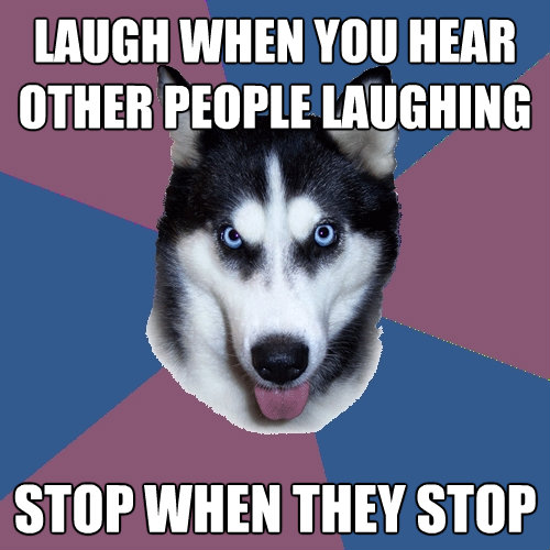 laugh when you hear other people laughing stop when they sto - Creeper Canine