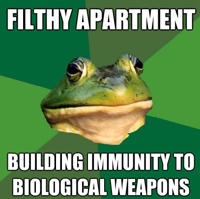 filthy apartment building immunity to biological weapons - Foul Bachelor Frog