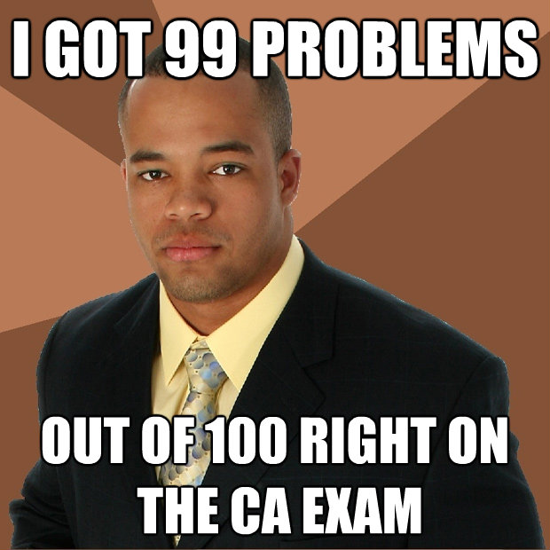 i got 99 problems out of 100 right on the ca exam - Successful Black Man