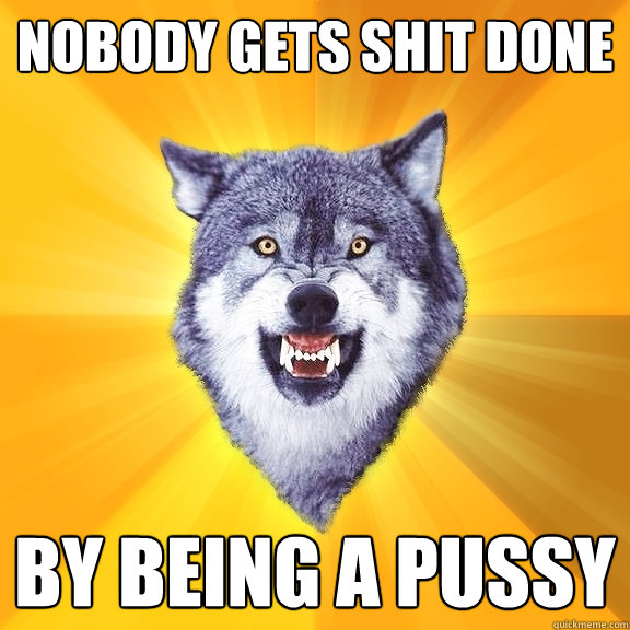 nobody gets shit done by being a pussy - Courage Wolf