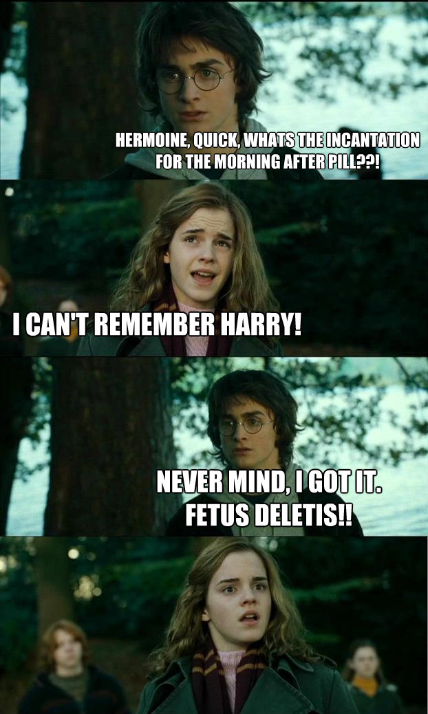 hermoine quick whats the incantation for the morning after - Horny Harry