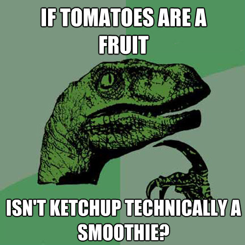 if tomatoes are afruit isnt ketchup technically a smoothie - Philosoraptor
