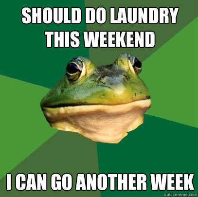 should do laundry this weekend i can go another week - Foul Bachelor Frog