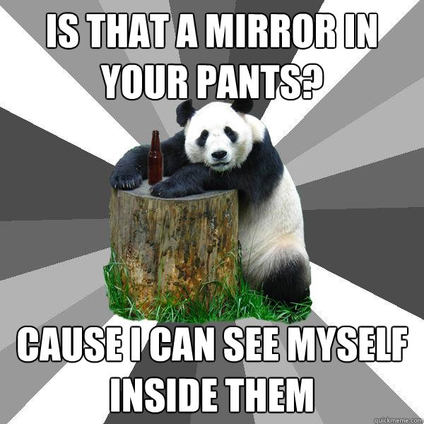 is that a mirror in your pants cause i can see myself insid - Pickup-Line Panda