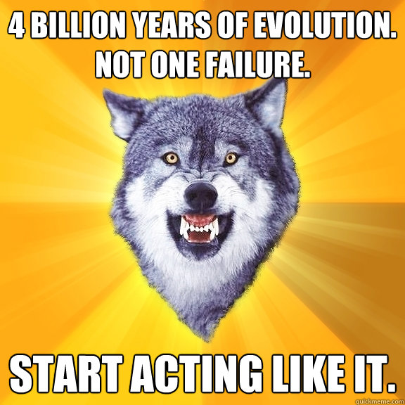 4 billion years of evolution not one failure start acti - Courage Wolf
