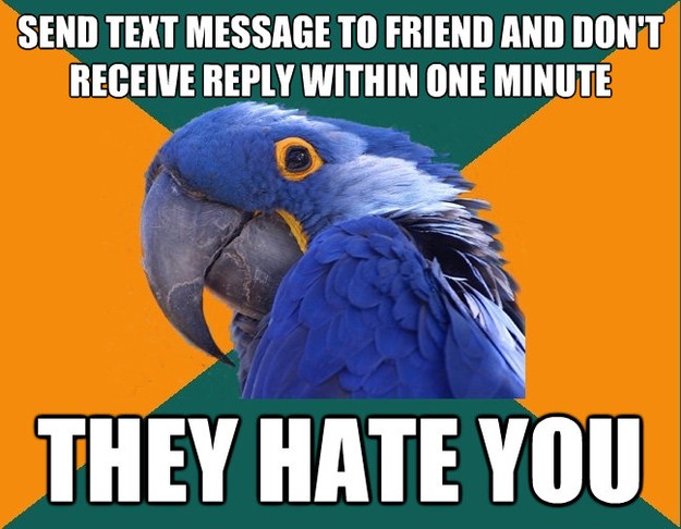send text message to friend and dont receive reply within o - Paranoid Parrot
