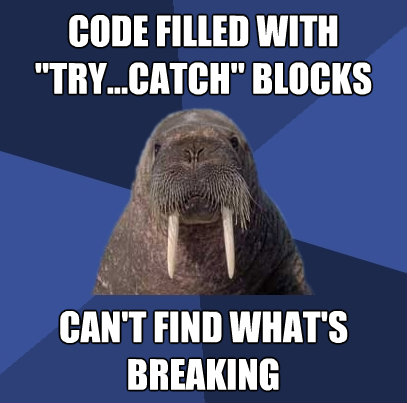 code filled with trycatch blocks cant find whats brea - Web Developer Walrus