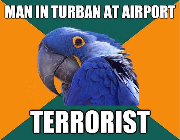 man in turban at airport terrorist - Paranoid Parrot