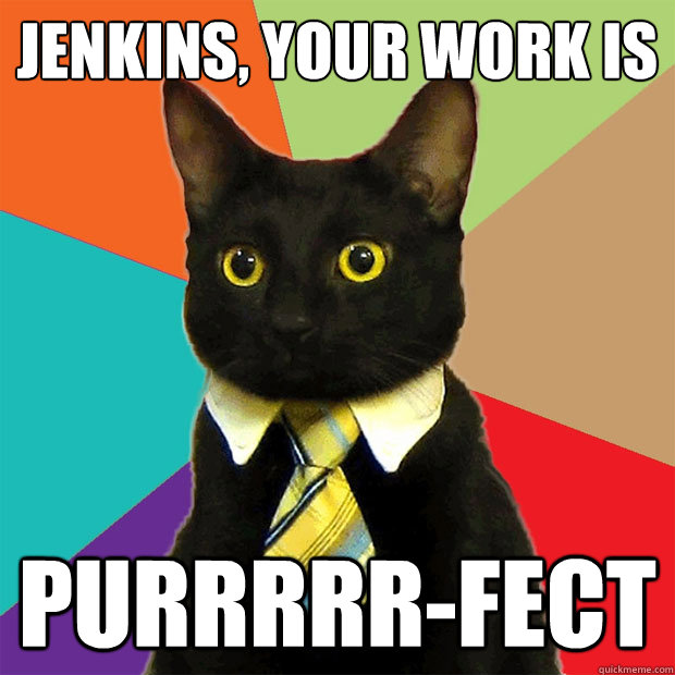 jenkins your work is purrrrrfect - Business Cat