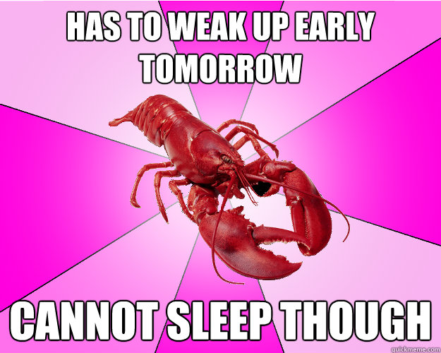 has to weak up early tomorrow cannot sleep though - Long-term relationship Lobster