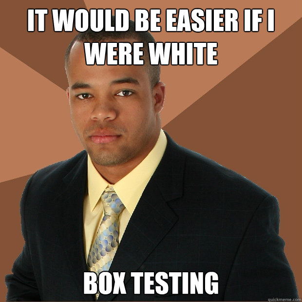 it would be easier if i were white box testing - Successful Black Man