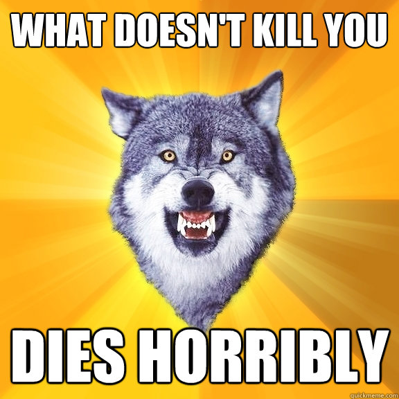 what doesnt kill you dies horribly - Courage Wolf