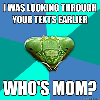 i was looking through your texts earlier whos mom - Crazy Girlfriend Praying Mantis
