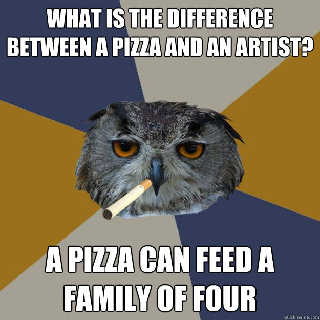 what is the difference between a pizza and an artist a pizz - Art Student Owl