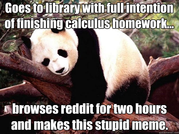 goes to library with full intention of finishing calculus ho - Procrastination Panda