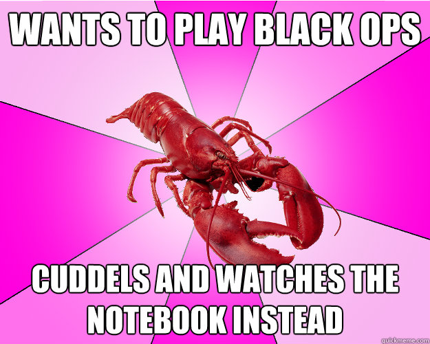 wants to play black ops cuddels and watches the notebook ins - Long-term relationship Lobster