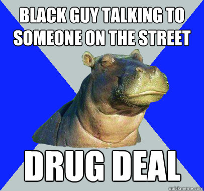 black guy talking to someone on the street drug deal - Skeptical Hippo