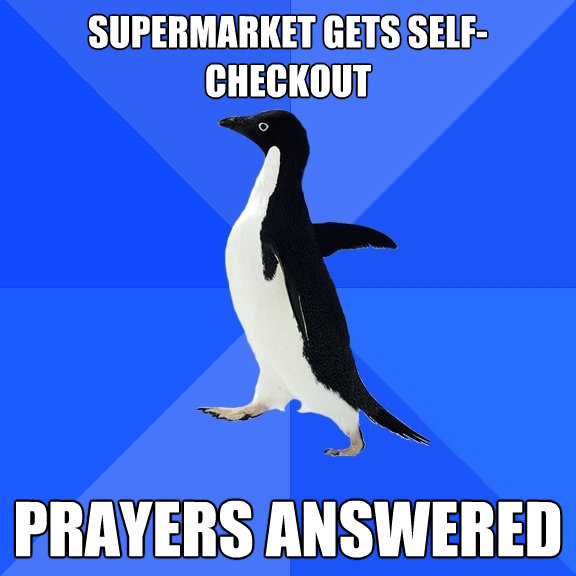 supermarket gets selfcheckout prayers answered - Socially Awkward Penguin