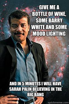 give me a bottle of wine some barry white and some mood lig - Neil deGrasse Tyson