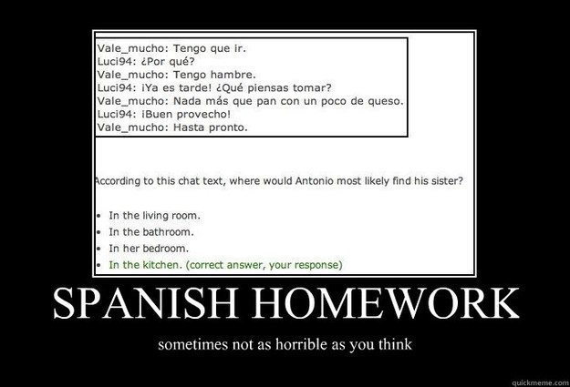 Please do your homework in spanish. Do your homework please