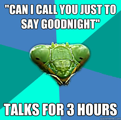 can i call you just to say goodnight talks for 3 hours - Crazy Girlfriend Praying Mantis